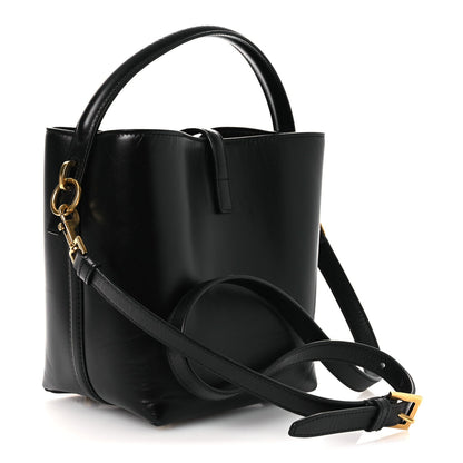 Smooth Shiny Calfskin Monogram Le 37 Small Bucket Bag Black