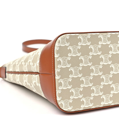 Triomphe Canvas Calfskin Small Bucket Bag Grege