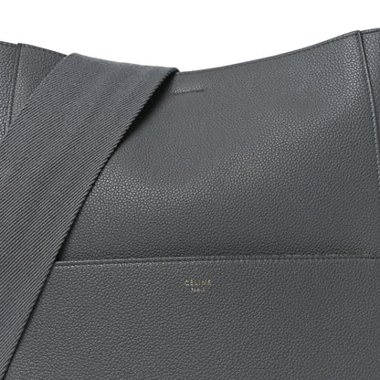Soft Grained Calfskin Sangle Bucket Bag Grey