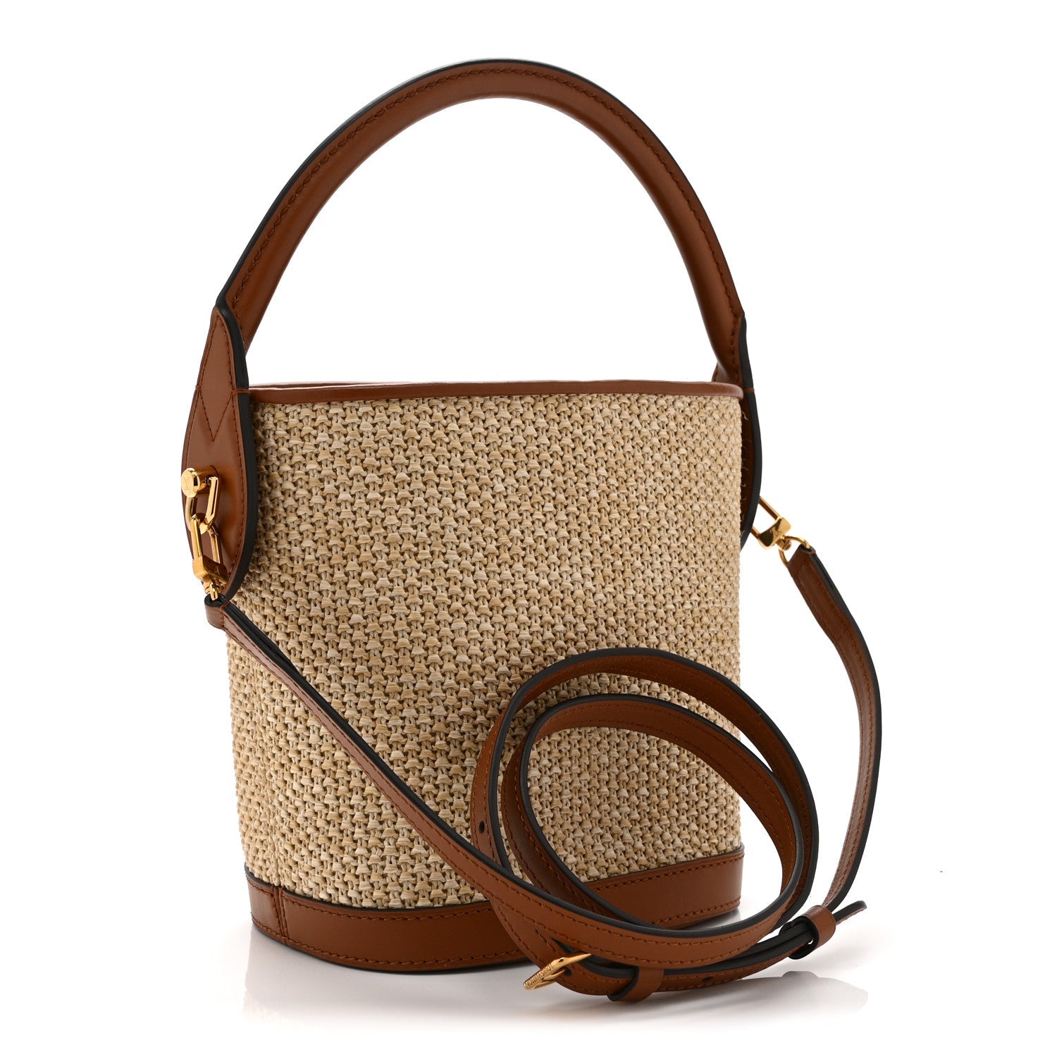 Kitted Raffia Petit Bucket Caramel