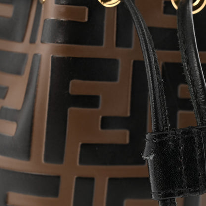 Vitello Liberty F is Fendi Bi-Color FF 1974 Embossed Mini Mon Tresor Bucket Bag Maya Black