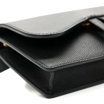Grained Calfskin Saddle Belt Bag Black
