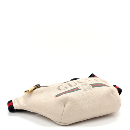 Grained Calfskin Small Logo Belt Bag White