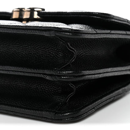 Caviar Quilted Enamel Top Handle Flap Clutch With Chain Black Clutch With Chain Black