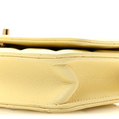 Caviar Quilted CC Turn Lock Wallet On Chain WOC Light Yellow
