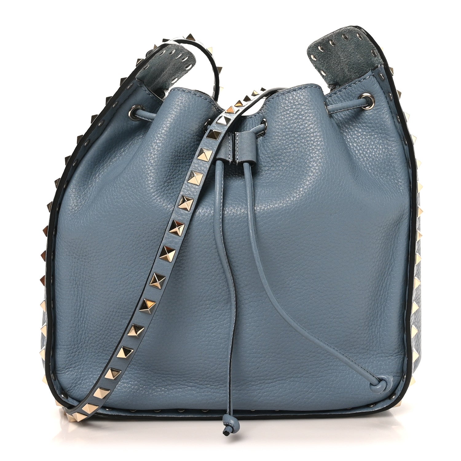 Grained Calfskin Rockstud Bucket Bag Amadeus