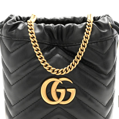 Calfskin Matelasse Mini GG Marmont 2.0 Bucket Bag Black