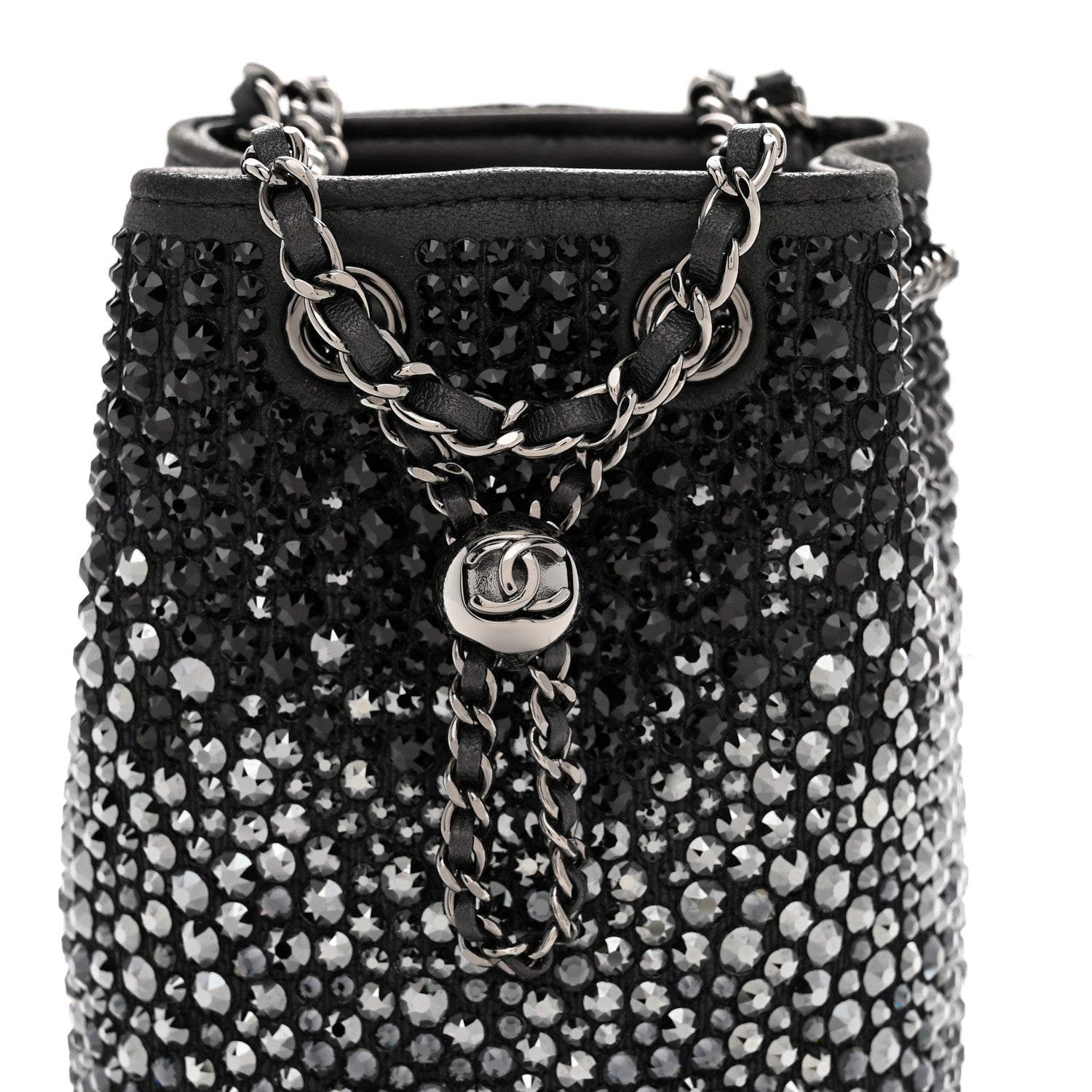 Strass Lambskin Mini Bucket Bag Black