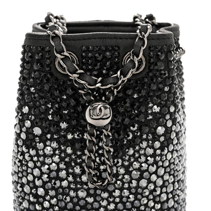 Strass Lambskin Mini Bucket Bag Black