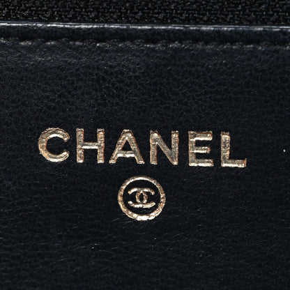 Lambskin Quilted Wallet On Chain WOC Black