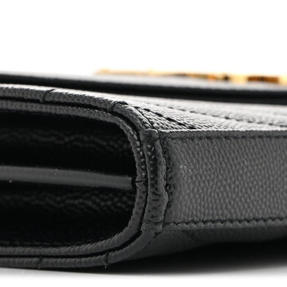 Grain De Poudre Matelasse Chevron Monogram Chain Wallet Black