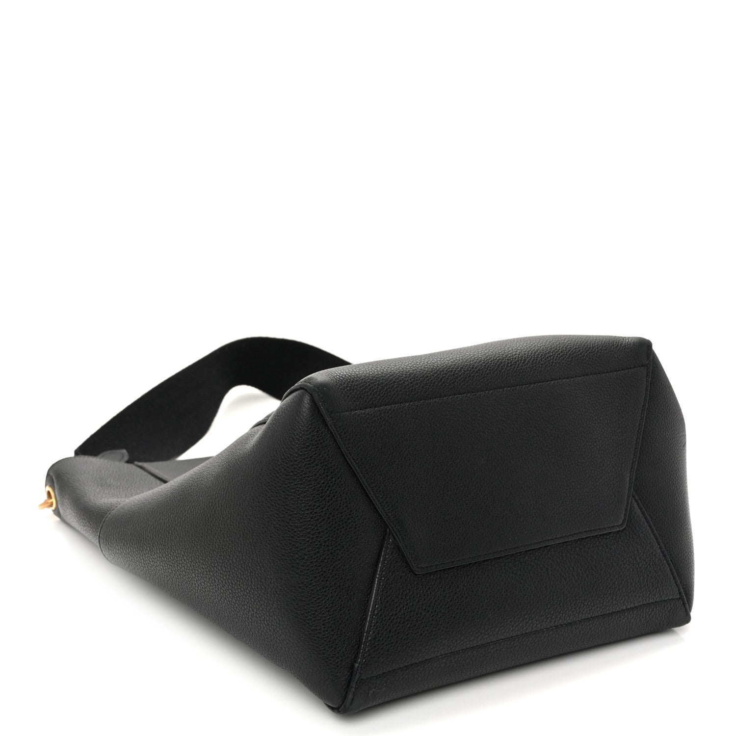 Soft Grained Calfskin Sangle Bucket Bag Black