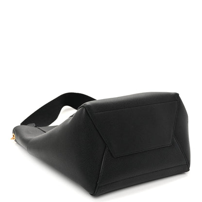 Soft Grained Calfskin Sangle Bucket Bag Black