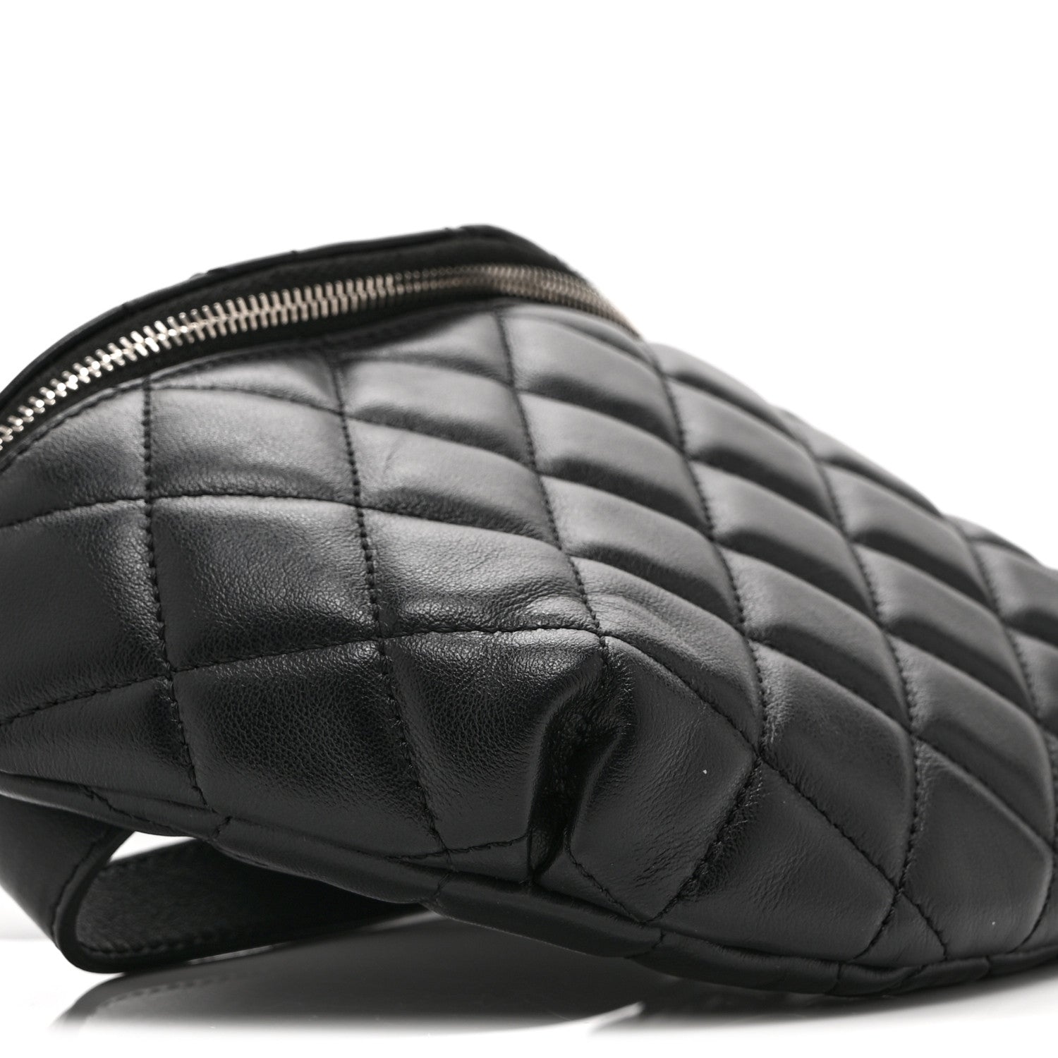 Calfskin Quilted Uniform Waist Belt Bag Black
