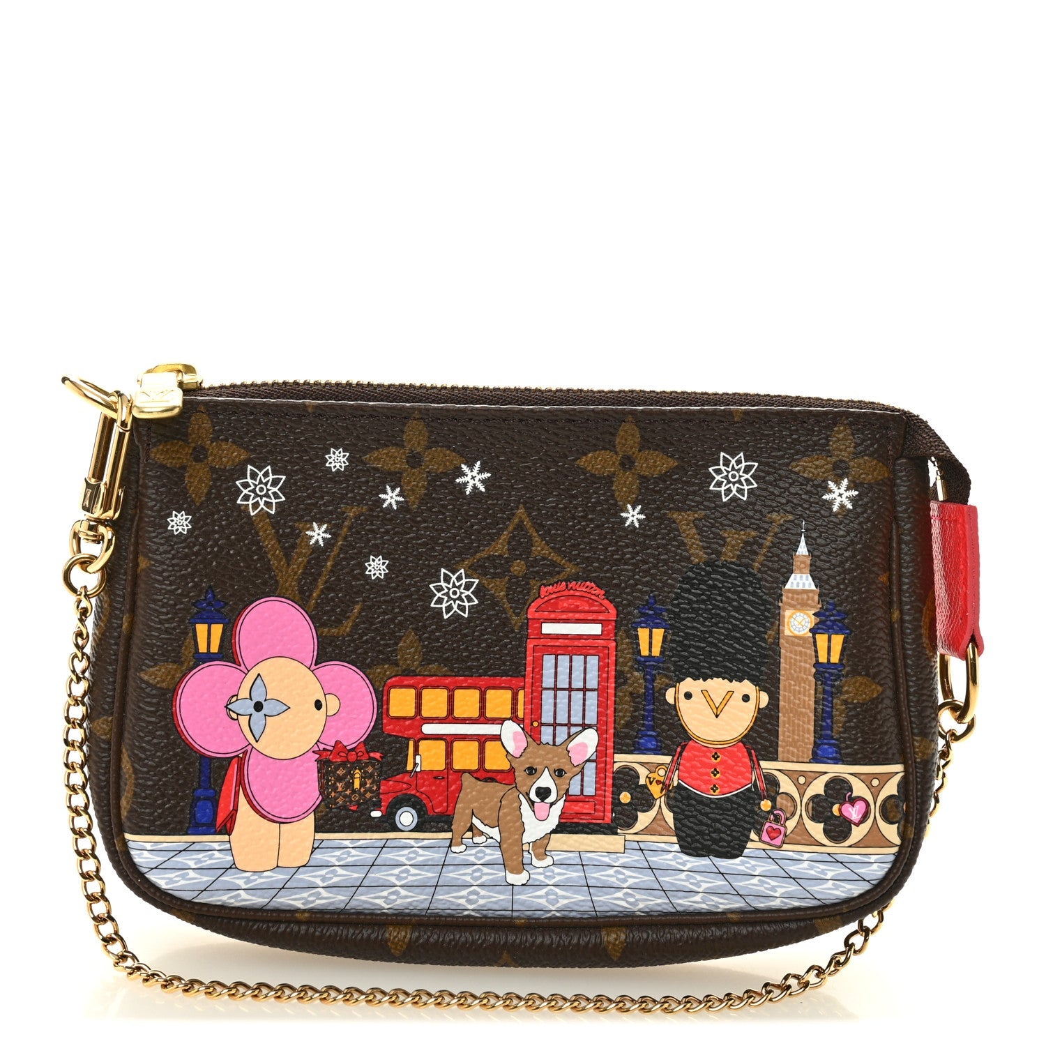 Monogram 2021 Christmas Animation London Mini Pochette Accessories Red