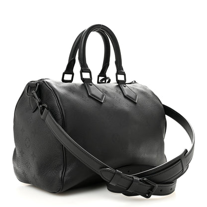 Calfskin Monogram Speedy P9 Bandouliere 30 Ultra Black
