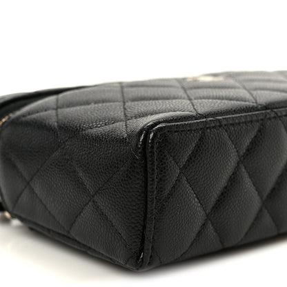 Caviar Quilted Top Handle Slim Vanity With Chain Black