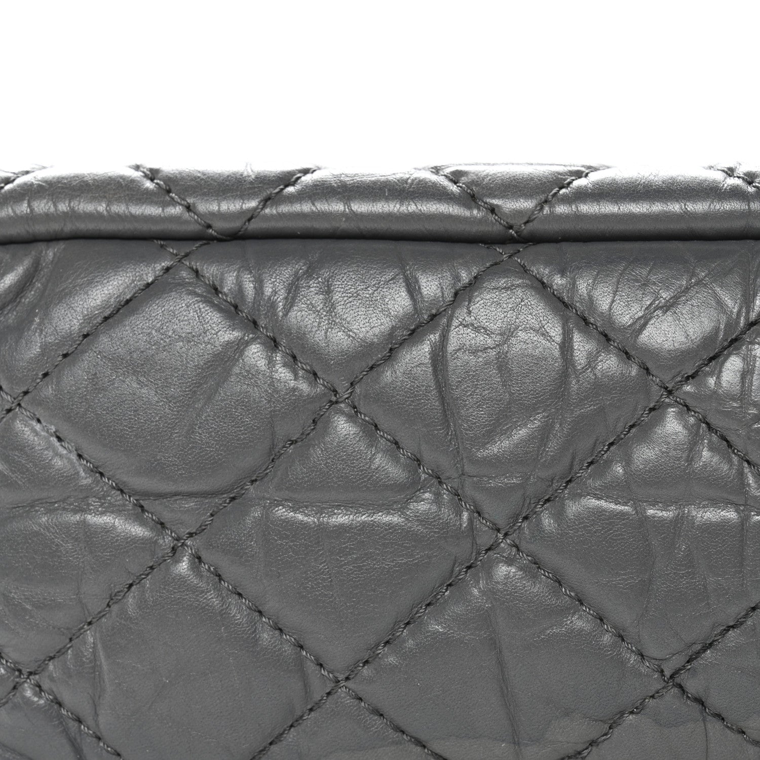 Aged Calfskin Quilted Large Reissue Camera Case Grey