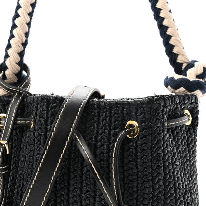 Yarn Raffia Effect Crochet Mini Bucket Bag Black