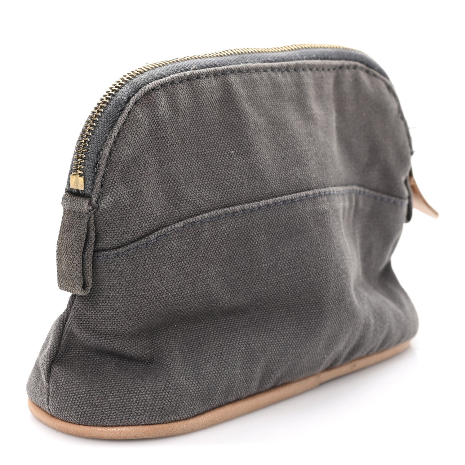 Cotton Canvas Mini Bolide Travel Cosmetic Pouch Gris