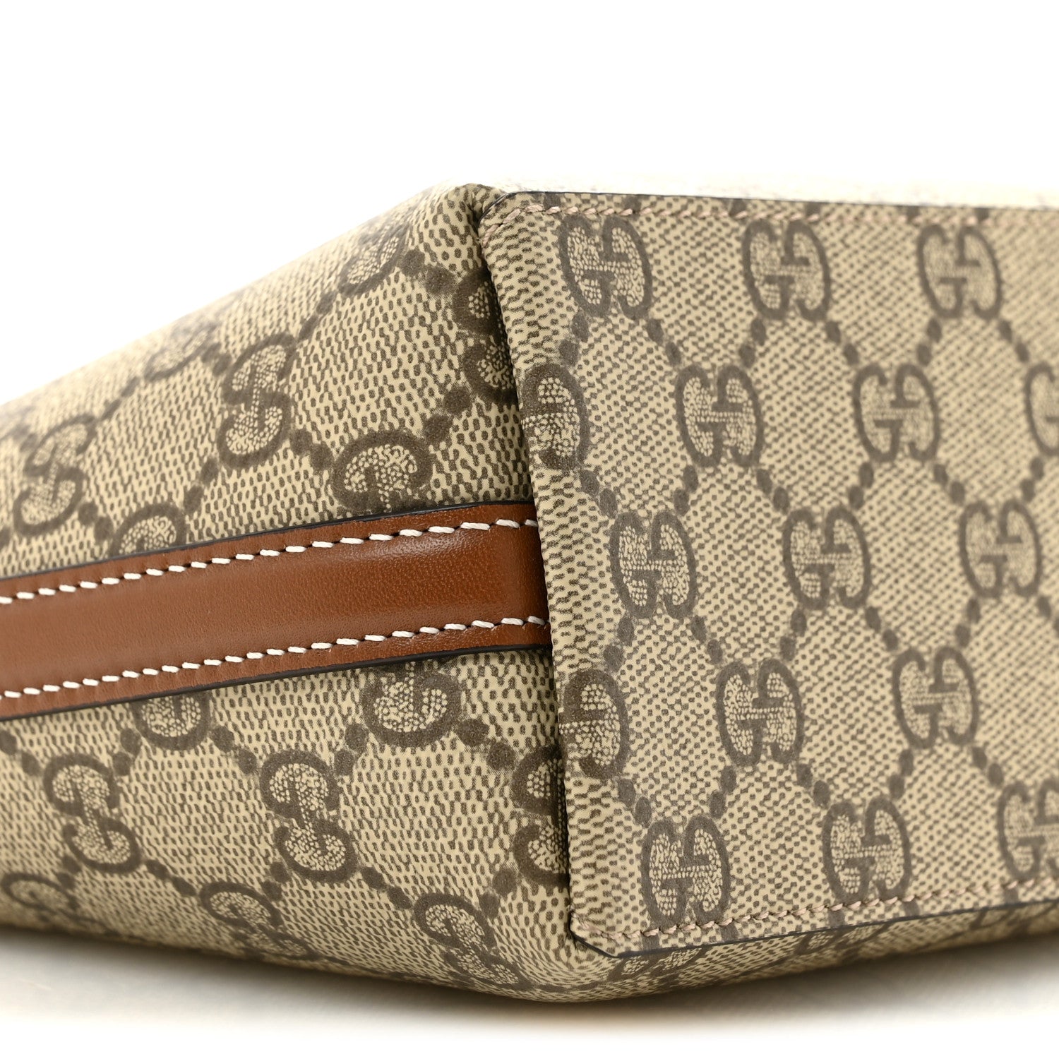 GG Supreme Monogram Emblem Nano Bucket Bag  Beige Dark Brown