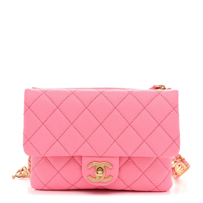 Shiny Caviar Pick Me Up Flap Belt Bag Pink