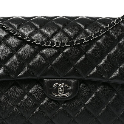 Caviar Quilted Small XXL Travel Flap Bag Black