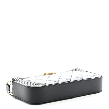 Lambskin Quilted Small Boy Clutch With Chain Black