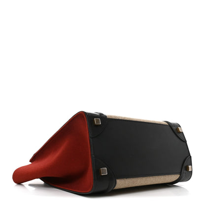 Felt Smooth Calfskin Micro Tri-Color Luggage Brown Black