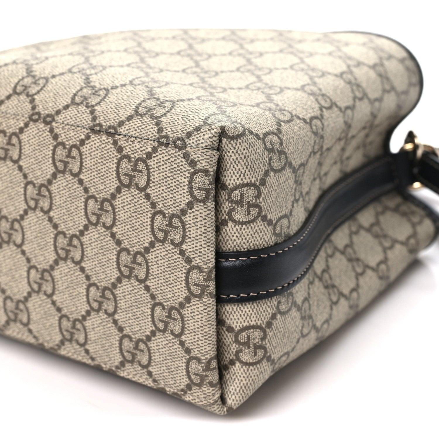 GG Supreme Monogram Emblem Mini Bucket Bag Beige Black