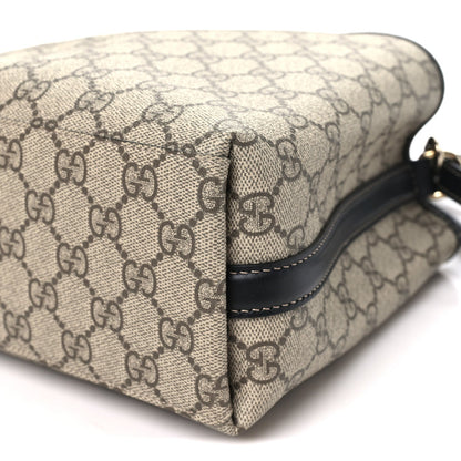GG Supreme Monogram Emblem Mini Bucket Bag Beige Black