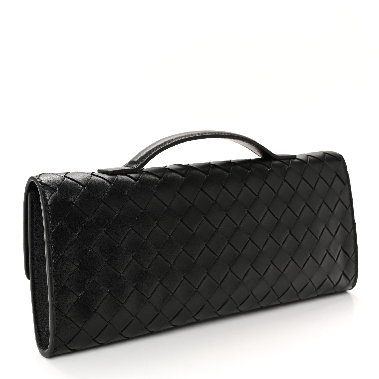 Nappa Intrecciato Long Andiamo Top Handle Clutch Black