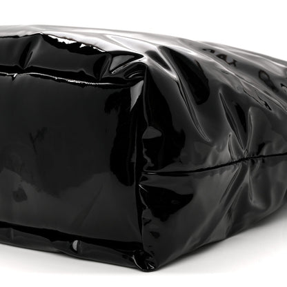 Patent Wide Puffer Maxi Tote Black