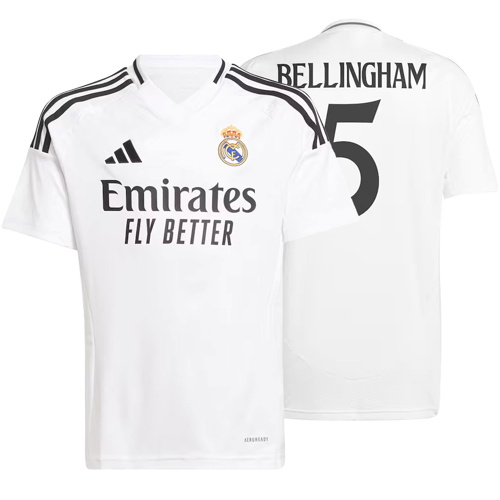 adidas Real Madrid Kids Home Stadium 2024/25 Jersey w/ Bellingham #5