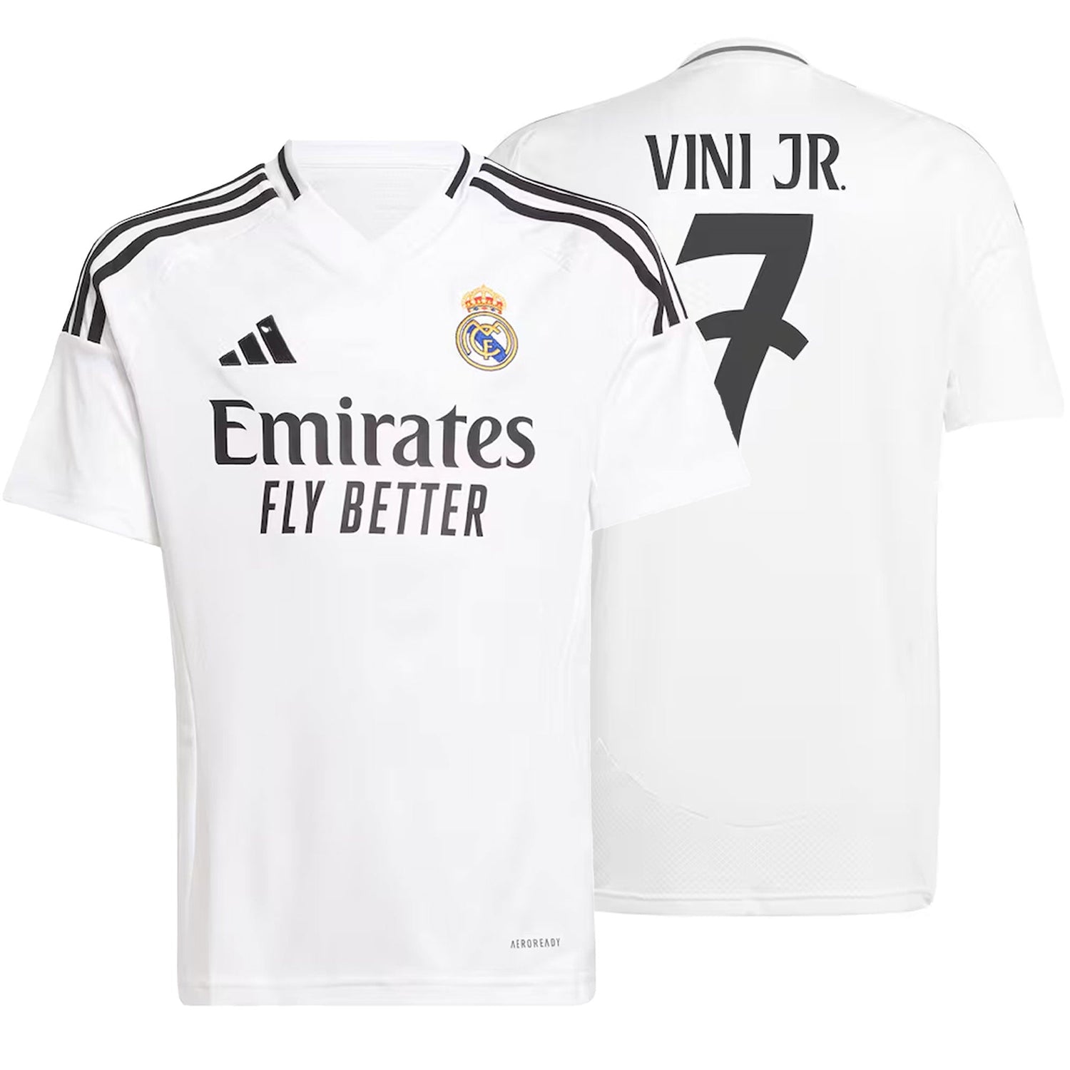 adidas Real Madrid Kids Home Stadium 2024/25 Jersey w/ Vini Jr 