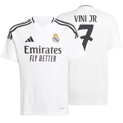 adidas Real Madrid Kids Home Stadium 2024/25 Jersey w/ Vini Jr 