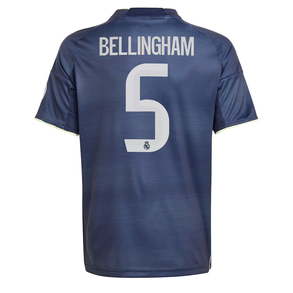 adidas Real Madrid Kids Away Stadium 2025/26 Jersey w/ Bellingham #5