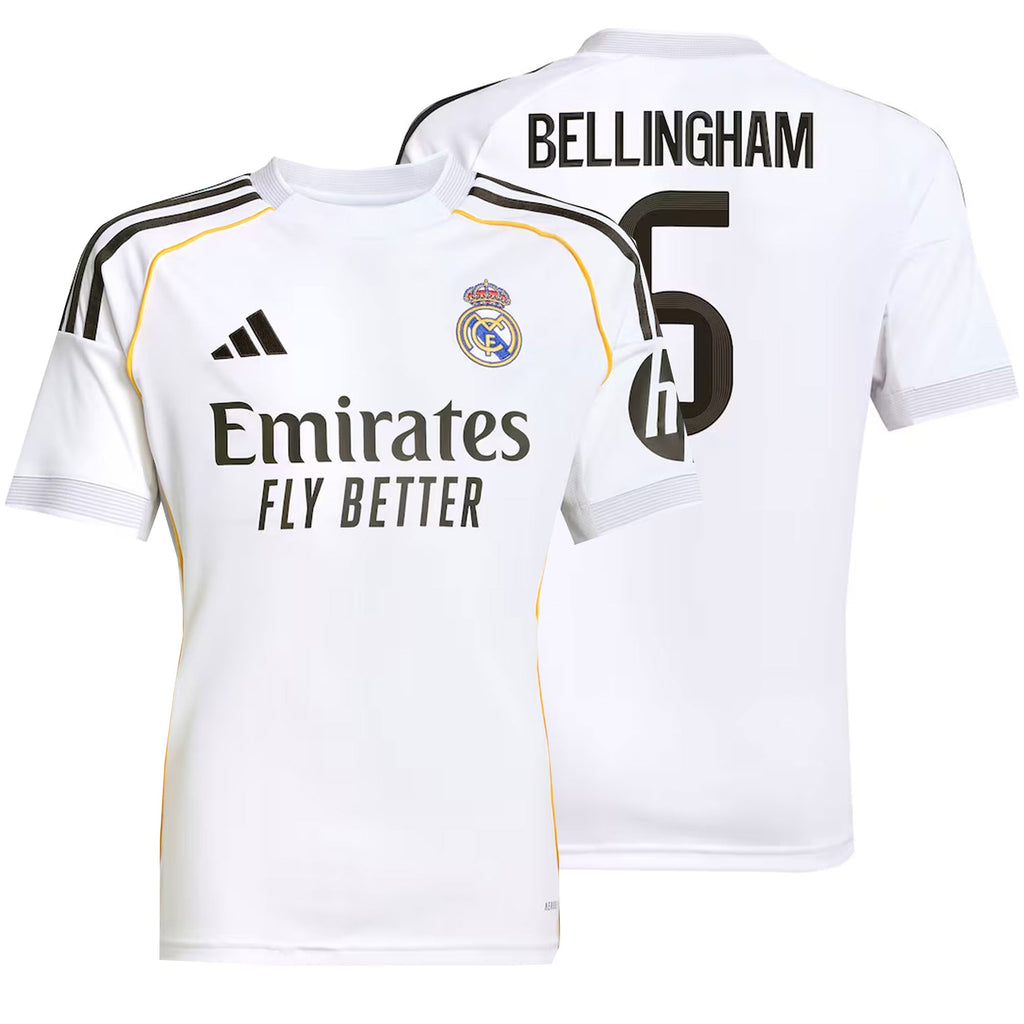 adidas Real Madrid Kids Home Stadium 2025/26 Jersey w/ Bellingham #5