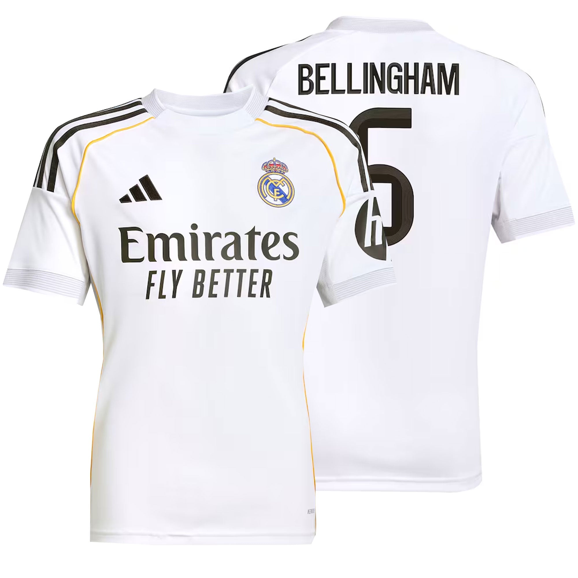 adidas Real Madrid Kids Home Stadium 2025/26 Jersey w/ Bellingham #5