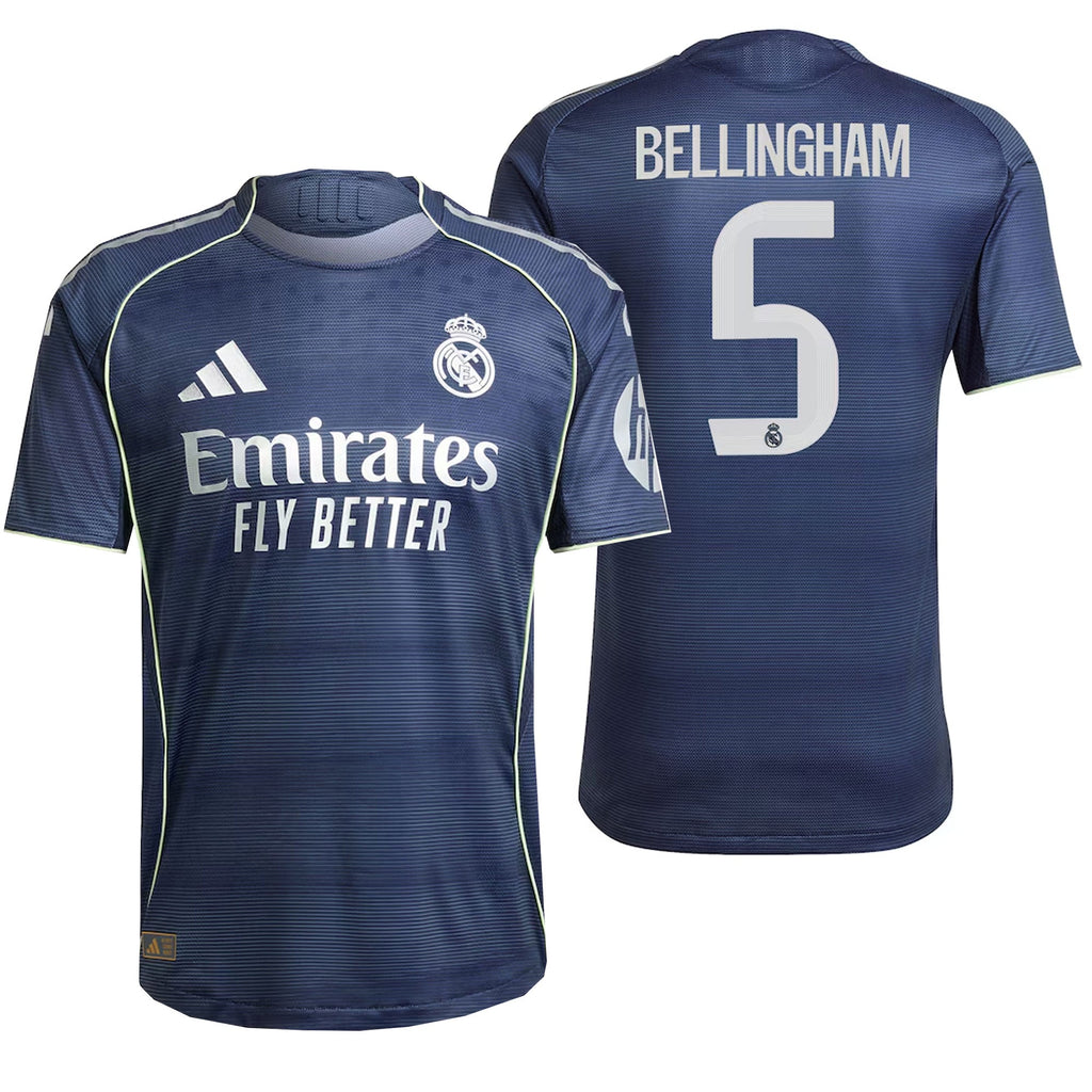 adidas Real Madrid Men's Away Authentic 2025/26 Jersey w/ Bellingham #5