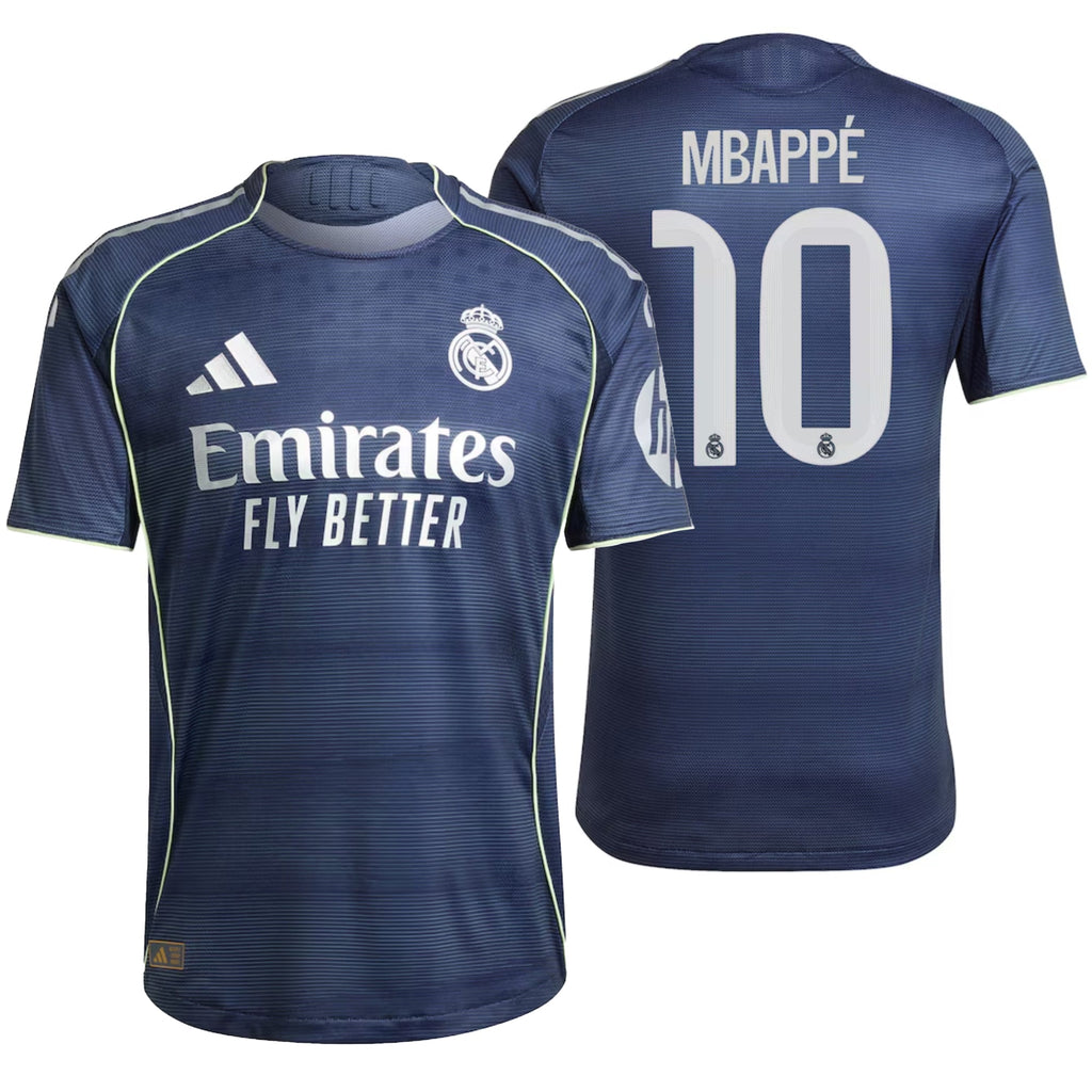 adidas Real Madrid Men's Away Authentic 2025/26 Jersey w/ Mbappe #10