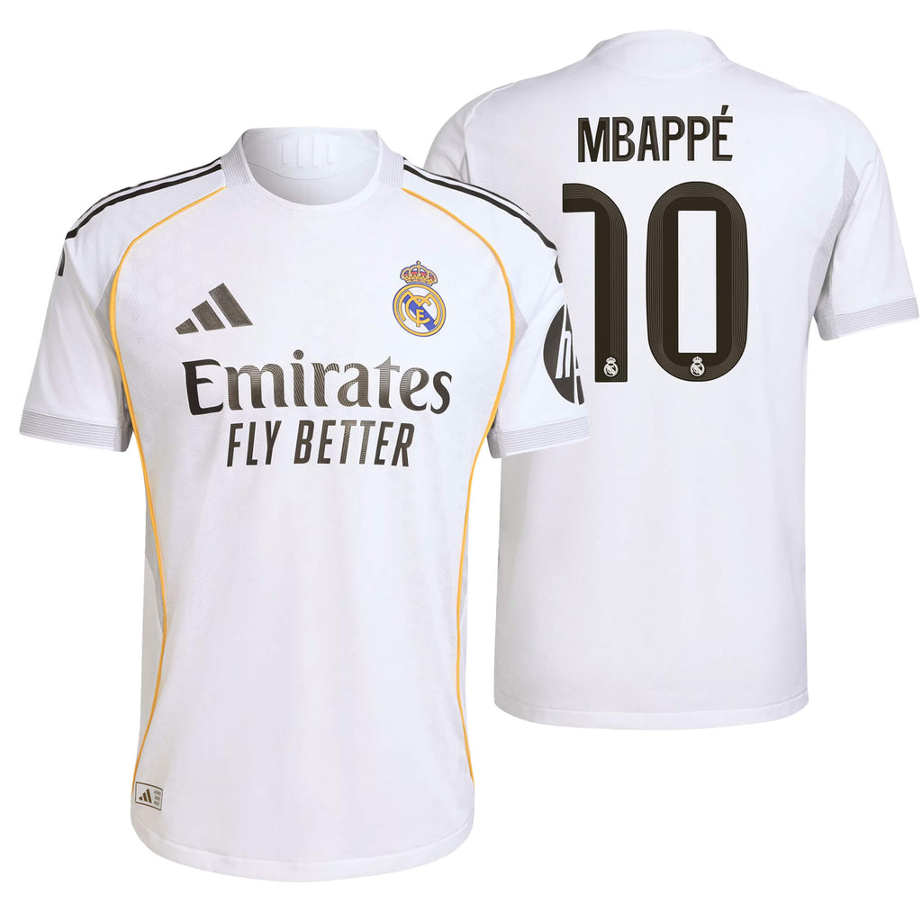 adidas Real Madrid Men's Home Authentic 2025/26 Jersey w/ Mbappe #10