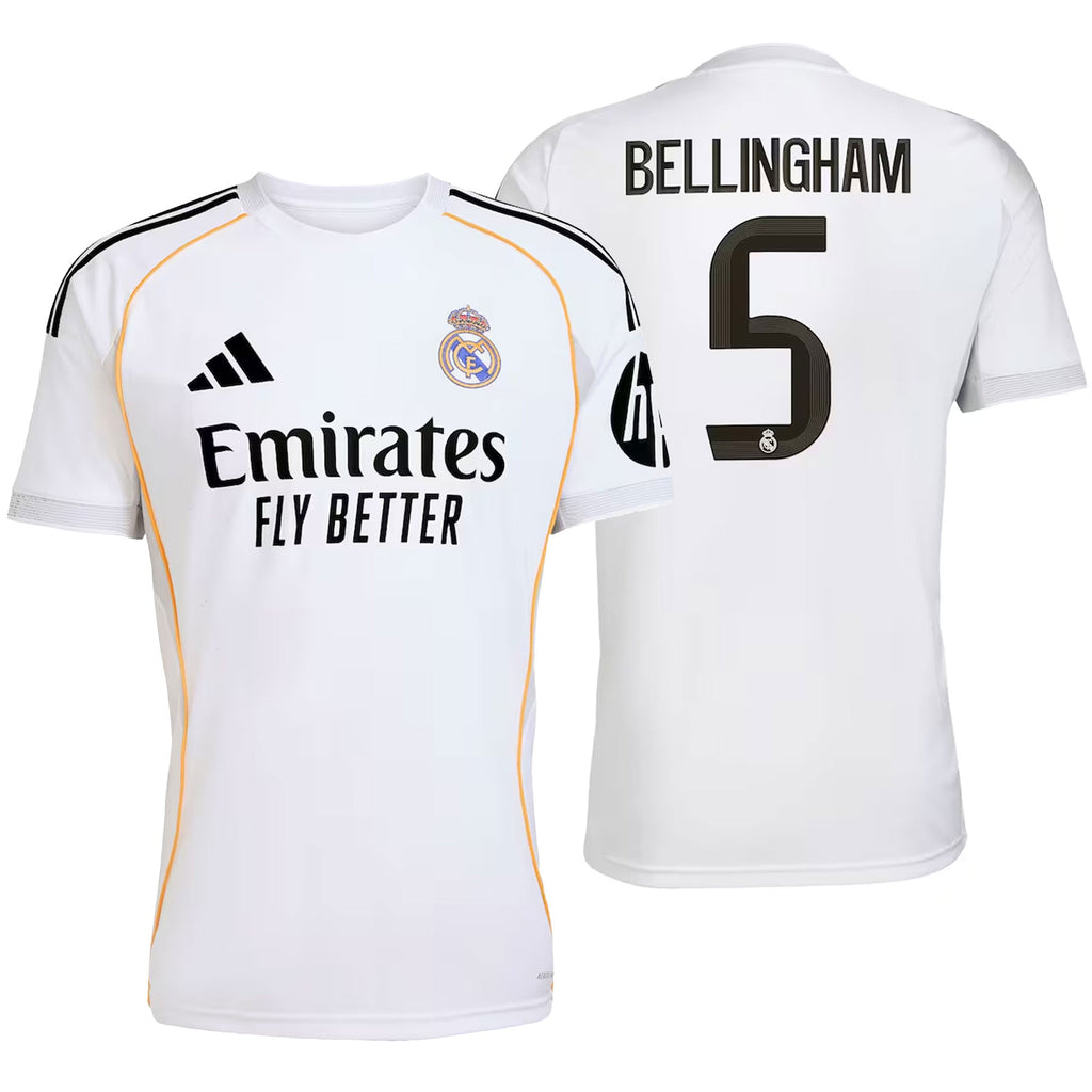 adidas Real Madrid Men's Home Stadium 2025/26 Jersey w/ Bellingham #5