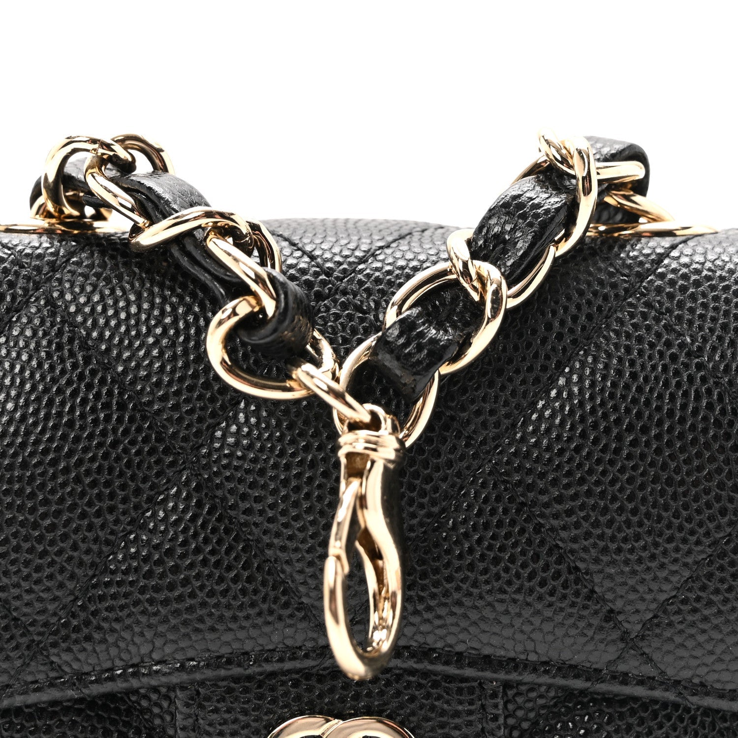 Caviar Quilted Mini Chain Belt Bag Black