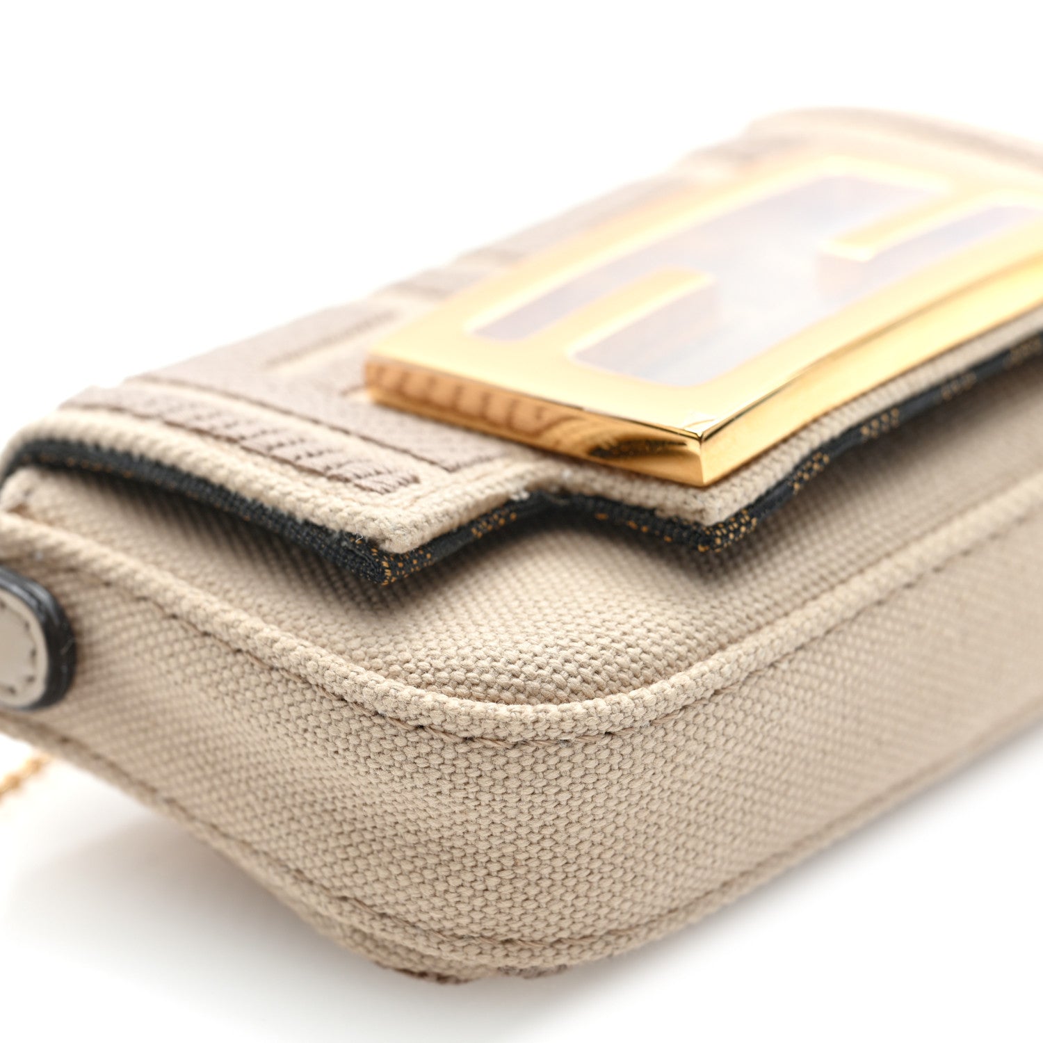 Canvas Vitello King FF Embroidered Nano Maxi Buckle Baguette Charm Nuvola