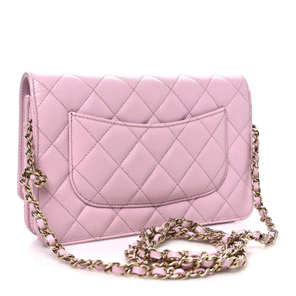 Caviar Quilted Wallet on Chain WOC Light Pink