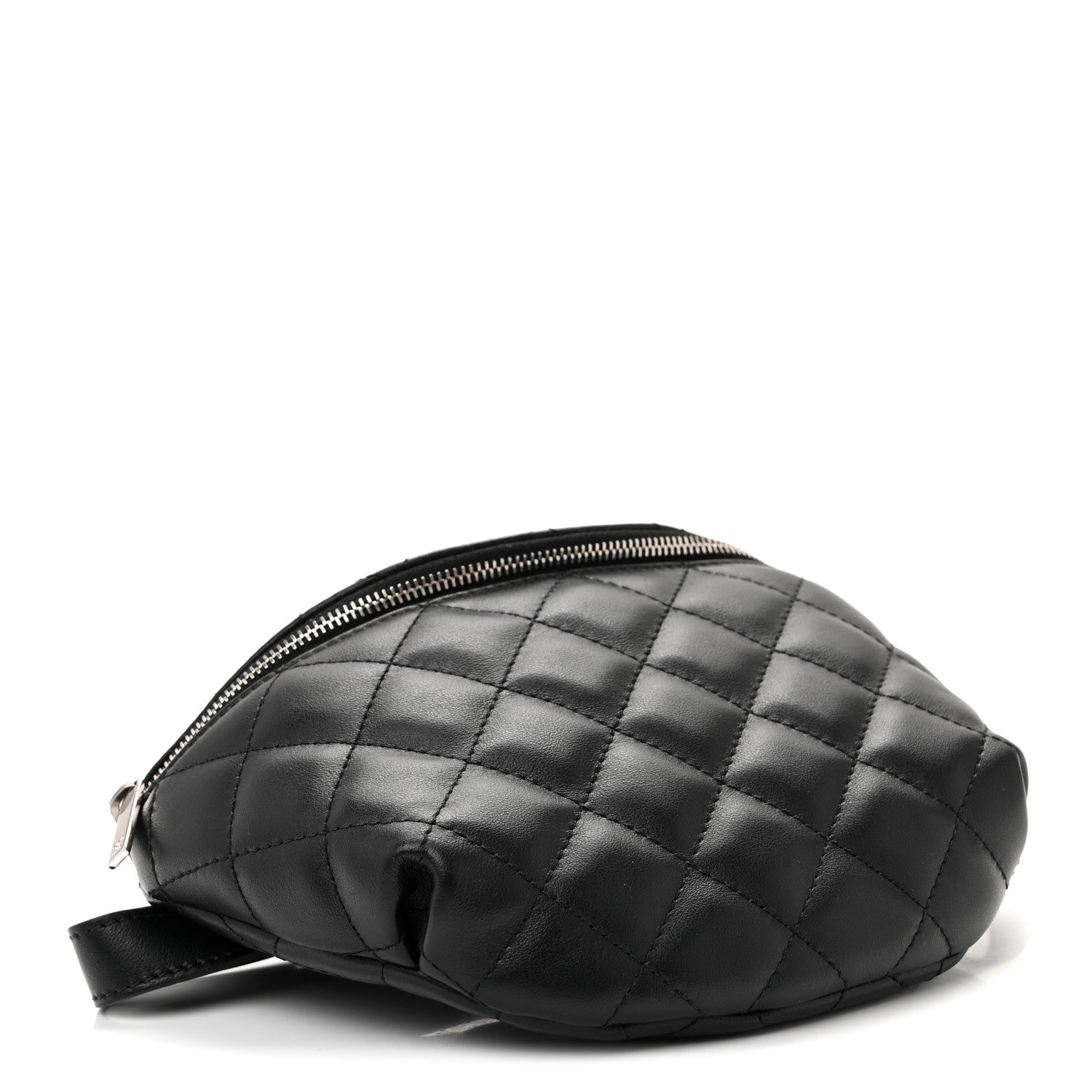 Calfskin Quilted Uniform Waist Belt Bag Black