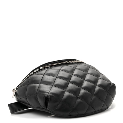 Calfskin Quilted Uniform Waist Belt Bag Black