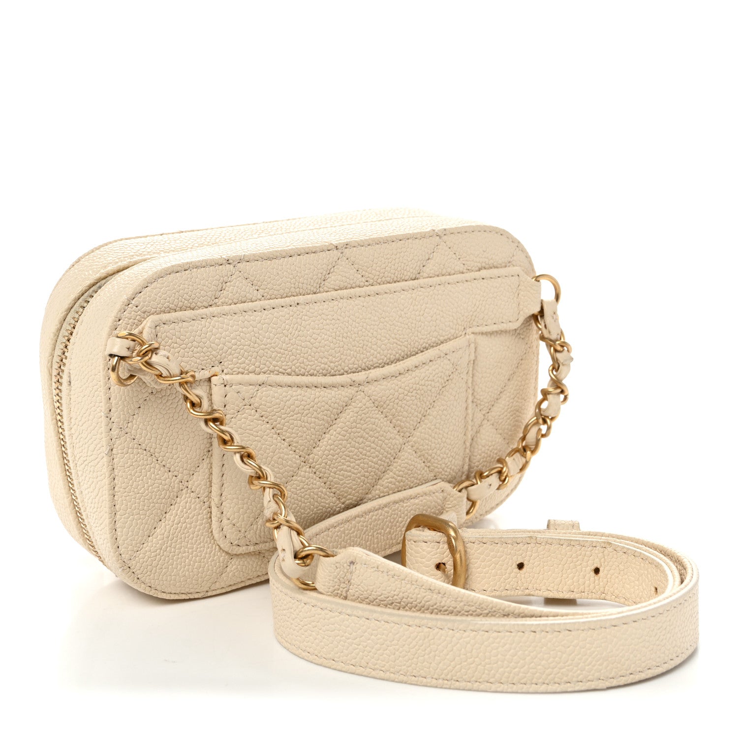 Caviar Quilted Flap Waist Bag White