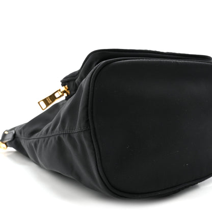 Saffiano Tessuto Nylon Mini Bucket Crossbody Bag Black